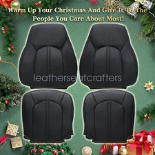 For 2008-2013 Cadillac CTS Driver & Passenger Bottom-Top Seat Cover BLK Leather