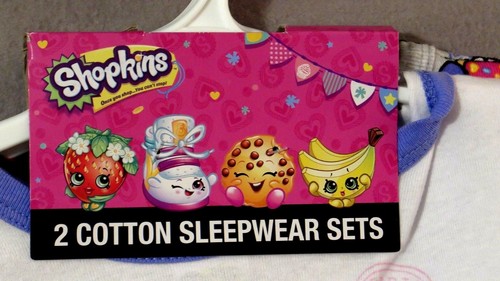 SHOPKINS 4 Piece Cotton Sleepwear Pajama Sleep Set Size 4 BNWT - Picture 4 of 16