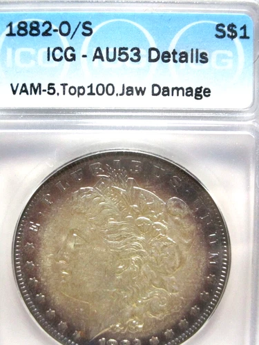 1882-O/S MORGAN SILVER DOLLAR ICG AU53 DETAILS VAM-5 TOP 100