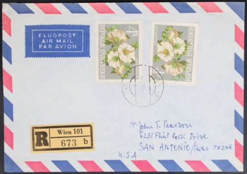 MayfairStamps Austria 1965 Flower Dual Wien Registered to San Antonio TX Air Mai - Picture 1 of 2