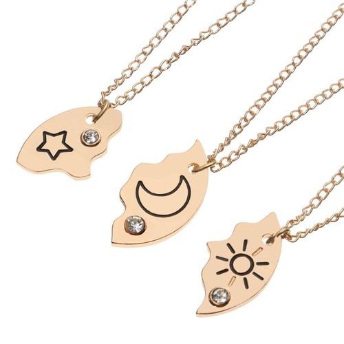 Men Women Sun Moon Cloud Star Friendship Necklace Best Friend BFF Pendant - Picture 9 of 14