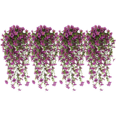 4x Artificial Flowers UV Resistant Outdoor Faux Plants for Hanging Basket Porch
