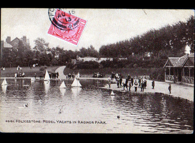 FOLKESTONE (UK.) MODELLBAU / MODELLBOOTE im belebten RADNOR PARK 1913