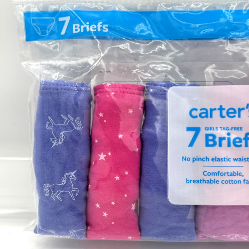 Carters Girls 7-Pack Breathable Cotton Underwear Size 8 Unicorn/Stars - Picture 2 of 4