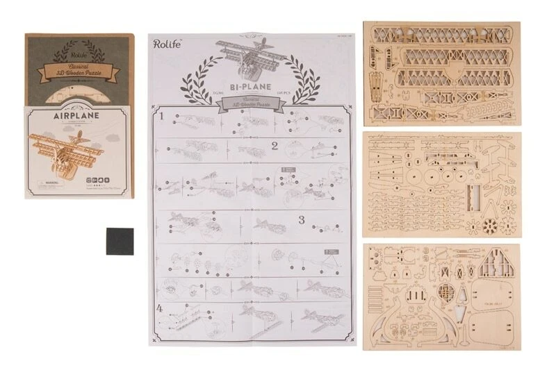 Avión de madera 3D hágalo usted mismo juego de rompecabezas regalo modelo construcción adulto creatividad juguete Foto 3 de 4