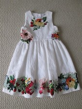 Dolce & Gabbana Girl's White Textured Floral Applique Sleeveless Dress 10 $1460