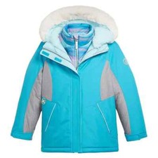 NEW Big Girls Aqua/Gray ZeroXposur Girls 3 in 1 Heavyweight System Jacket XS 4-5