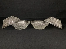 4 Vintage Anchor Hocking Wexford Diamond Clear Glass Berry Dessert Bowls