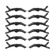 12PCS Alligator Hair Clips for Styling Sectioning Salon Barber Clips Black