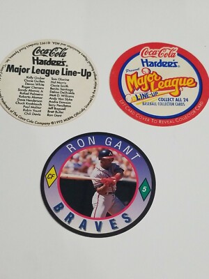 1992 COCA-COLA HARDEE'S SCORE DISC CARD NR.MINT #21 RON GANT ATLANTA BRAVES 