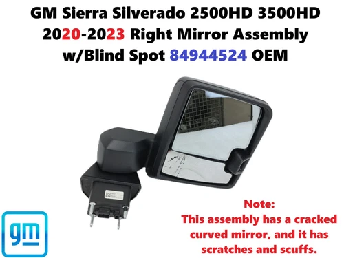GM Sierra Silverado 2500HD 2020-2023 Right Mirror Assembly w/Blind Spot 84944524