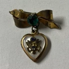 Vintage WWII Sweetheart Military Sterling Silver Ribbon Pin Brooch Heart Locket