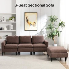 3 Seat Modern Sectional Sofa Couch Sofa Set  for Living Room w/ L-Shaped Chaise