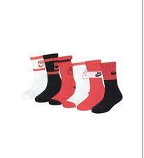 NEW 6 PAIR NIKE YOUTH CUSHIONED DRI FIT CREW SOCKS SIZE 7C-10C COTTON BLE