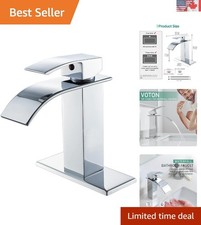 Elegant Chrome Waterfall Faucet with Single Handle - 1 or 3 Hole Installation