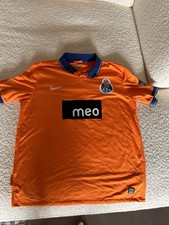 Nike FC Porto 2009/10 orange jersey with blue collar and sleeve cuffs