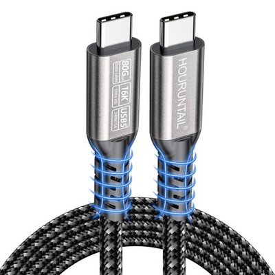 Thunderbolt 5/4/3 Cable 4ft,USB4 to Right Angle 80Gbps Braided Data High Spee...