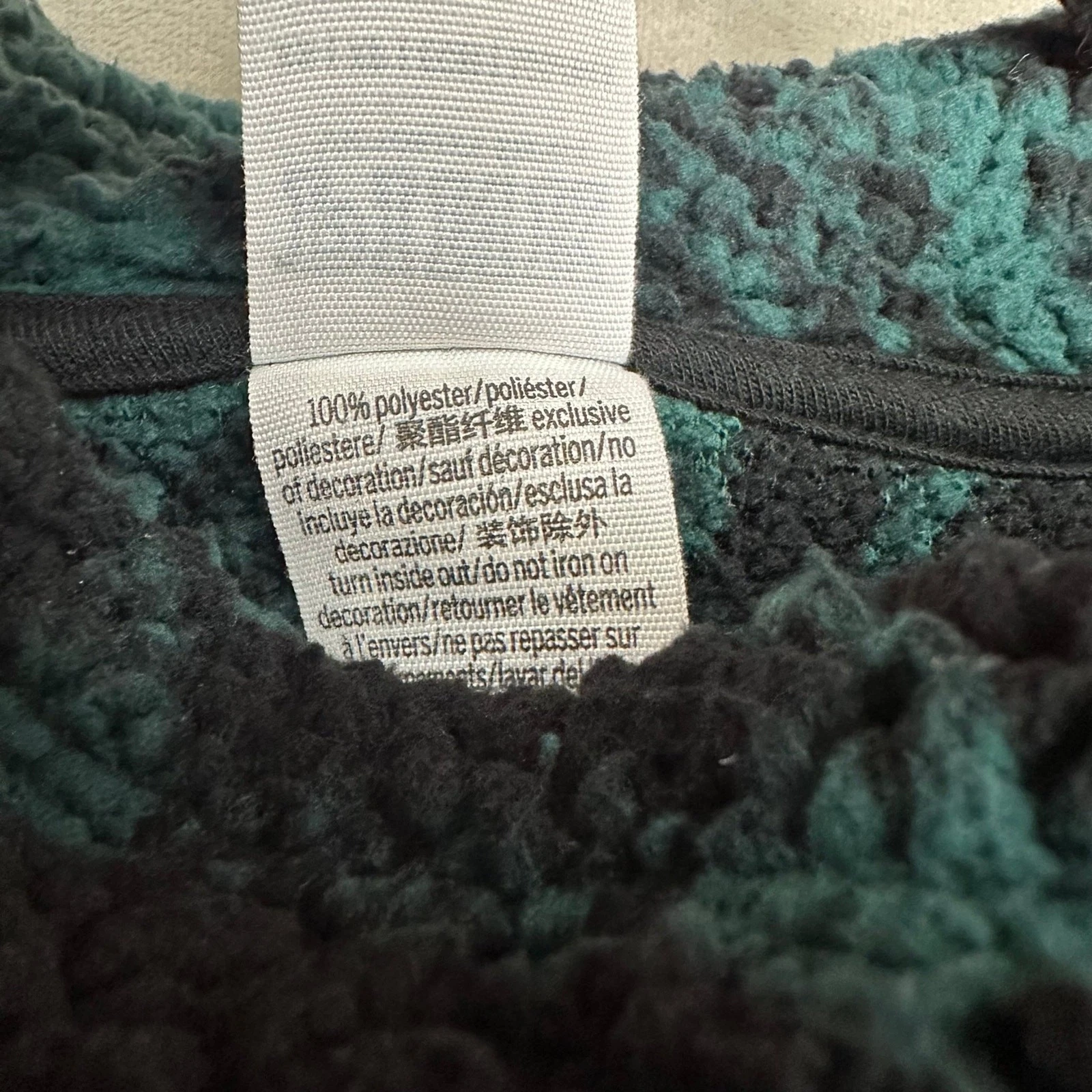 UNDERCOVER Victoria's Secret ROSA Pile Sherpa Pullover Plaid Felpa con Cappuccio Giacca Verde XS