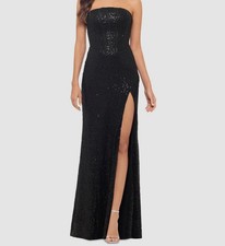 Blondie Nites Women's Black Sequin Lace-Up Back Corset Gown Dress Juniors Sz 5