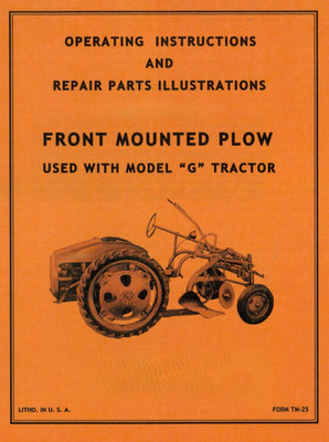 Allis Chalmers  G Tractor 1 Bottom Turning Plow Owners & Parts Manual AC Front