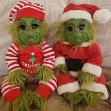 Christmas Plush Doll Green Monster Doll Christmas Grinch Baby Toys Soft AN