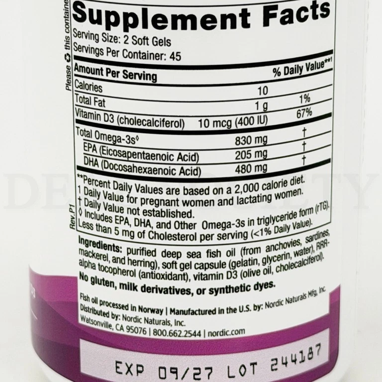 Nordic Naturals Prenatal DHA 830 mg Omega-3 90 geles blandos Foto 2 de 3