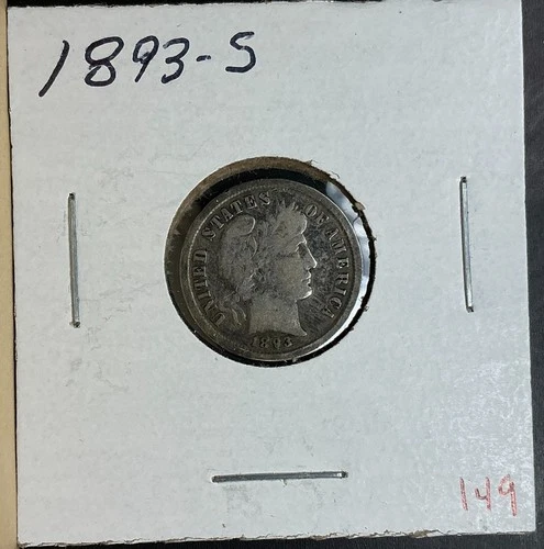 Photo of a 1893-S Barber Dime from an eBay listing that sold on Jul 18, 2026