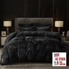 Truly Velvet Duvet Cover Set Size, 3pcs Ultra Soft Queen Black No Comforter 