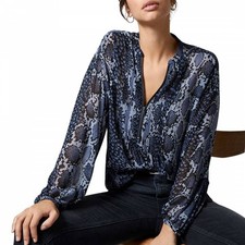 MINT VELVET Size 16 navy print zip Blouse BNWOT