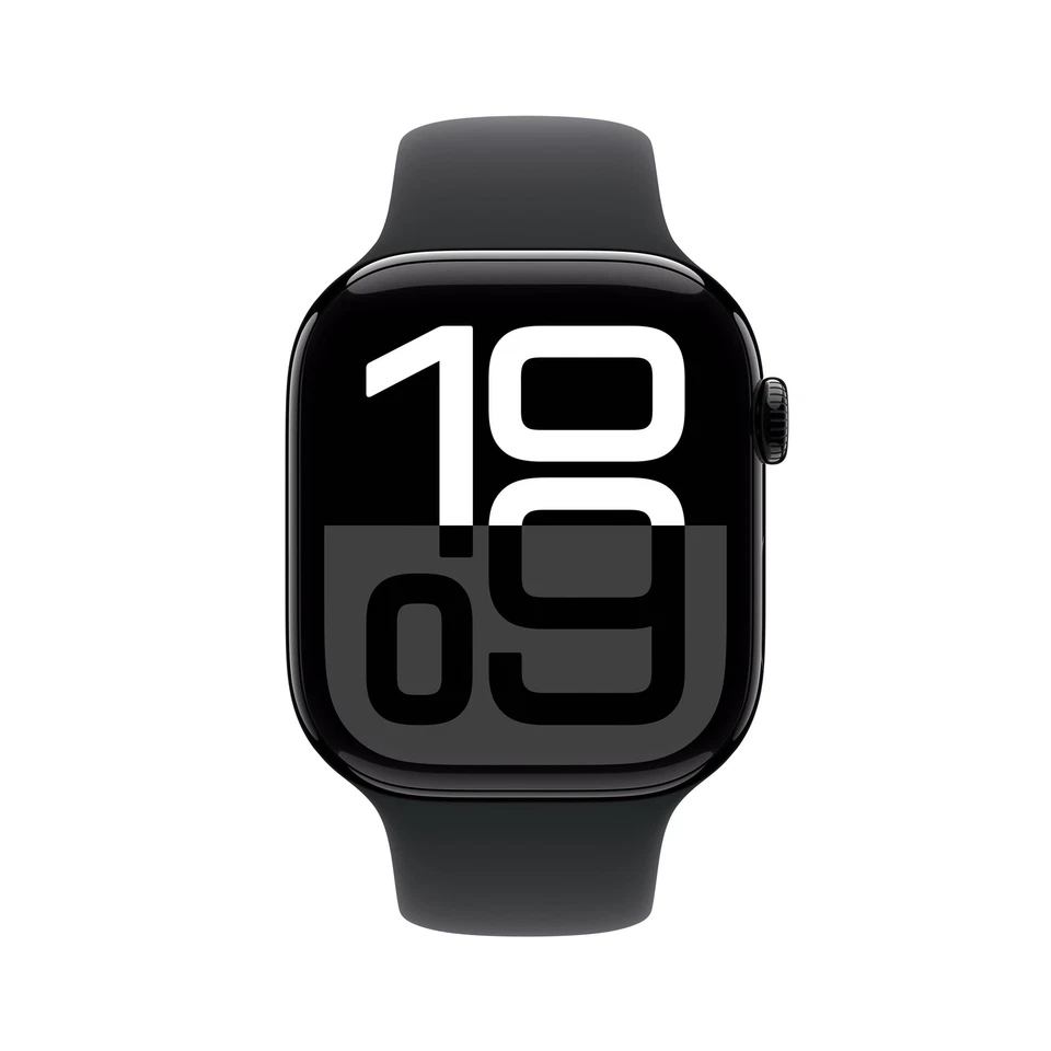 Apple Watch Series 10 GPS 46mm Aluminium Diamantschwarz Sportarmband schwarz ... - Bild 2 von 4