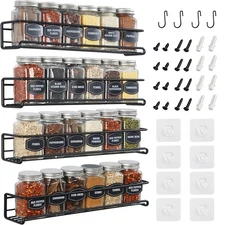 4Pack Kitchen Spice Rack Organizer Storage Shelf Cabinet Jar Holder Wall Mounted