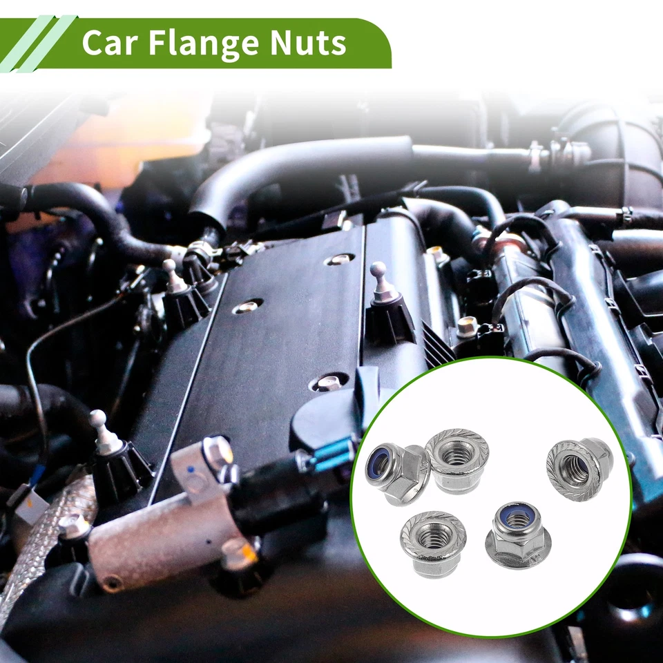 5 Stück M6x1.0 Flanschmuttern für Auto Motorrad, 304 Stahl, Gummiring - Bild 2 von 4