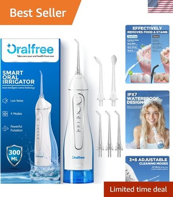 Powerful Cordless Oral Irrigator - 4 Modes with 300ML Capacity for Travel Use
