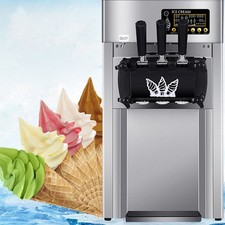 3 Flavors Steel Soft Serve Ice Cream Machine Frozen Yogurt Maker Commercial