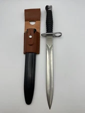 Swiss Army M57 Style Modern Bayonet w/ Leather Sheath - NEW