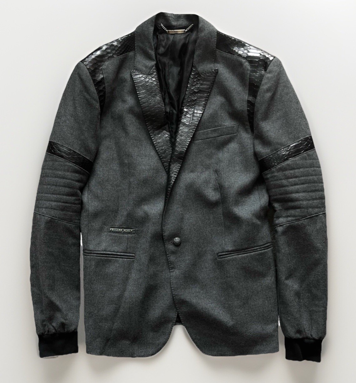 PHILIPP PLEIN⚡️Men size 58 Python snakeskin trim … - image 1