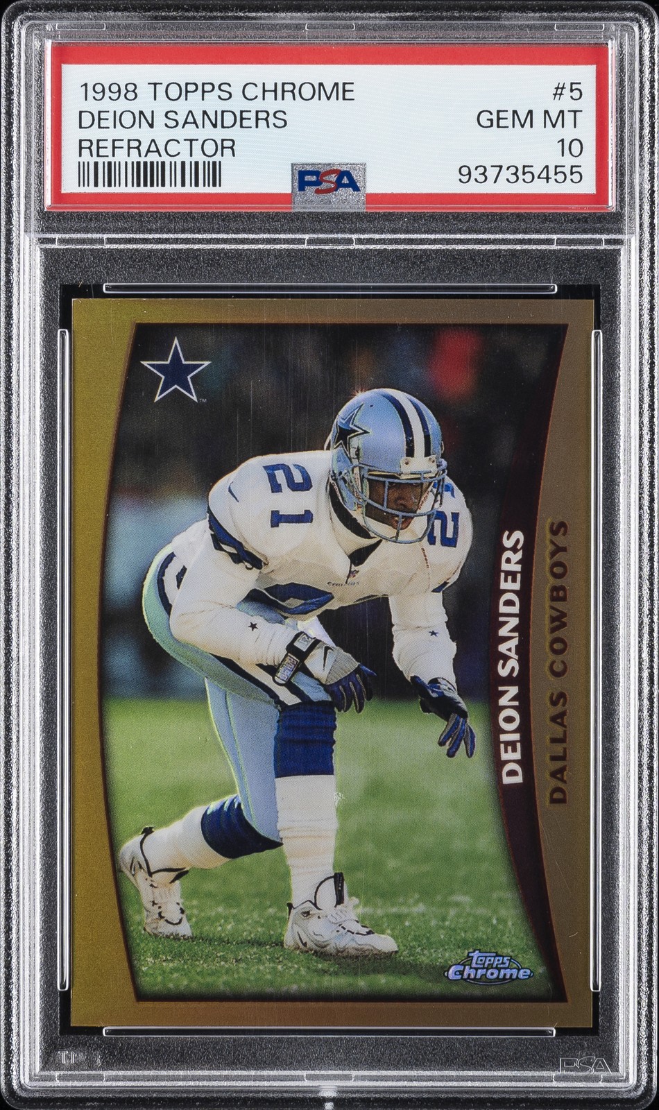 1998 TOPPS CHROME REFRACTOR #5 DEION SANDERS PSA 10