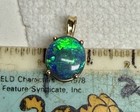 14k Yellow Gold Oval Black Opal Pendant 2.6g — photo 2