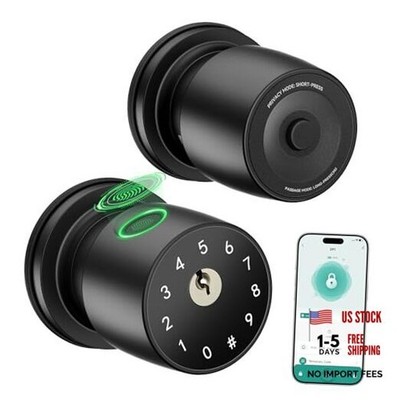 Matte Black 2-in-1 Keyless Bedroom Door Knob - Fingerprint Doorknob 291Y