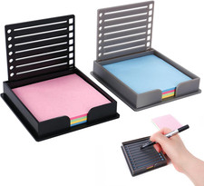 2-Pack 3x3 Sticky Note Holder with Anti-Curl Dispenser and Stencil Template