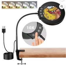 10X Magnifying Glass Lamp with Light and Stand, 5Color Modes & 5 Brightness...