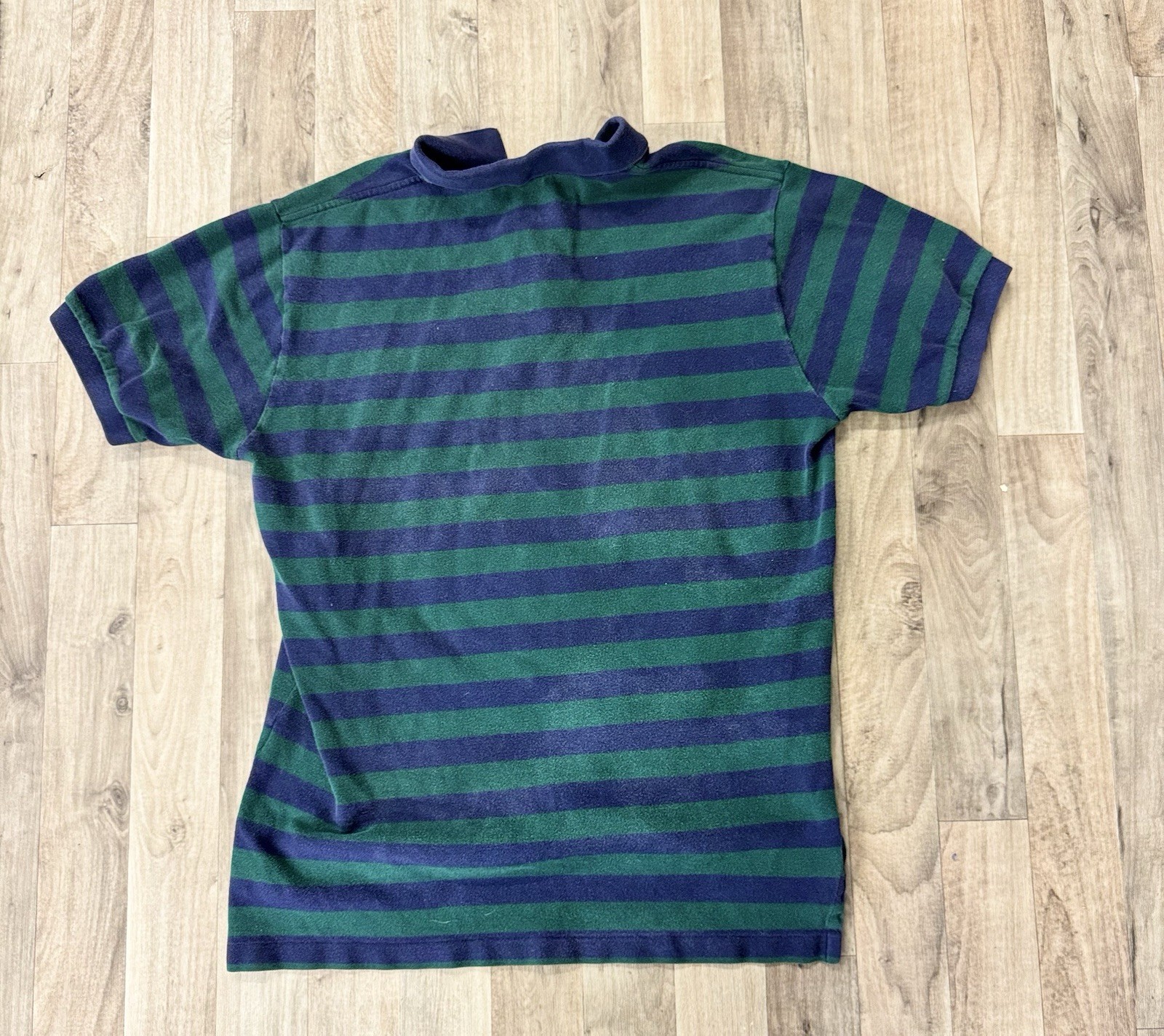 Vintage Polo Ralph Lauren Green & Navy Striped Polo Shirt Men’s Large Classic thumbnail 2