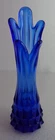 Cobalt Blue 5 Finger Diamond Drape Swung Art Glass 9 3/4" Vase