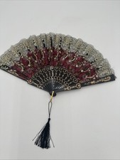 Spain Embroidery Fan Plastic Folding Fun Party Dance Foldable Hand