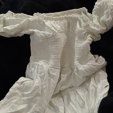 A ropostale White Off-Shoulder Smocked Mini Dress Ruffle Short Sleeve S