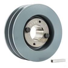 Cast Iron 5" Dual Groove Pulley 2 Belt B Section 5L with 1-3/8" Sheave Bushing