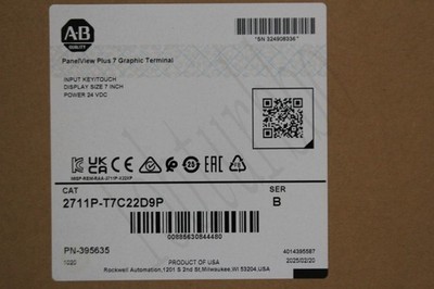 New AB 2711P-T7C22D9P SER B PanelView Plus 7 Graphic Terminal INPUT TOUCH 24VDC