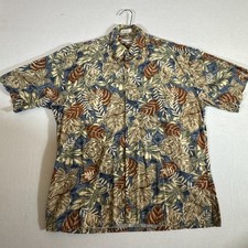 Vintage Pierre Cardin Hawaiian Print Button-Up Shirt Multi-Color Men's Large