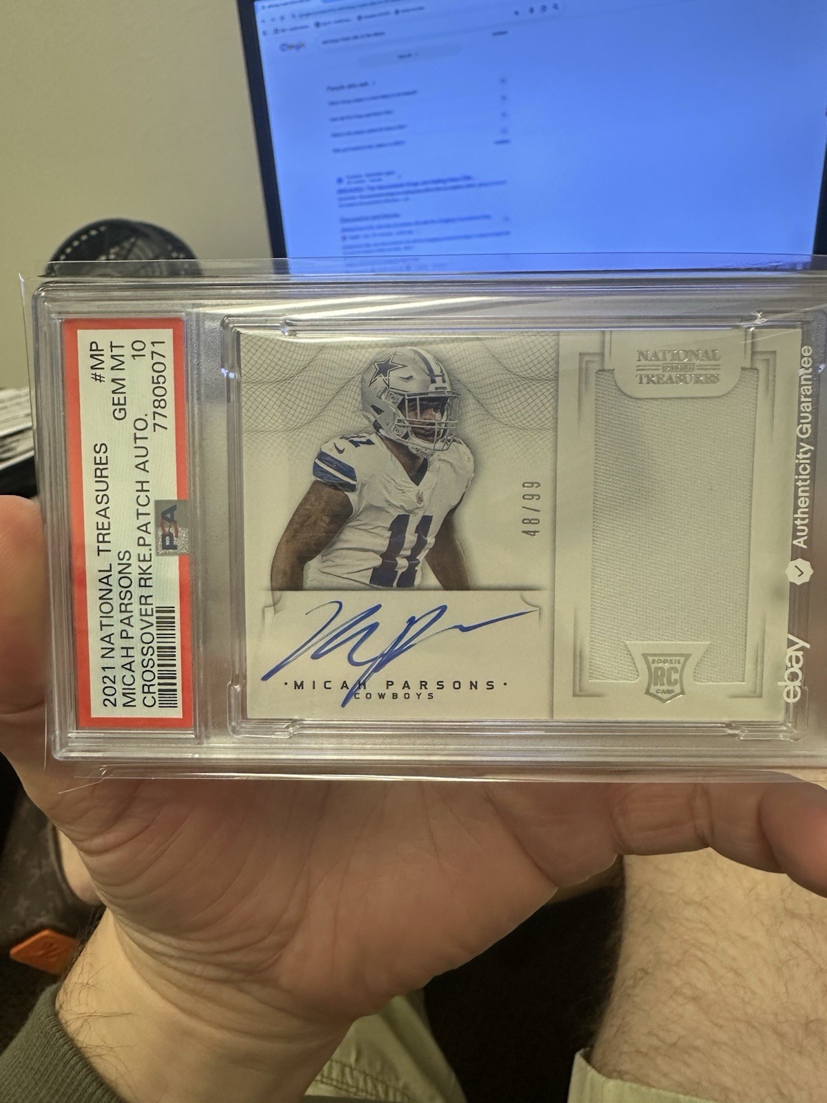 2021 National Treasures MICAH PARSONS Crossover Rookie Patch Auto RC 48/99 SSP