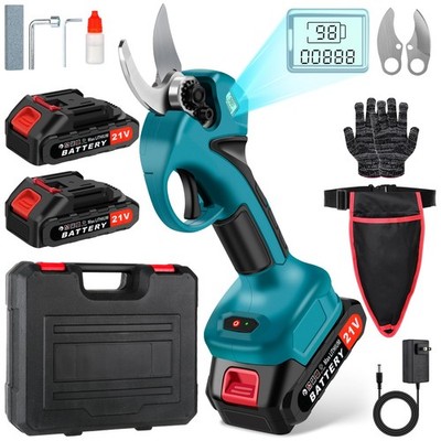 Cordless Electric Pruner 1.6 Inch 2 Batteries LCD